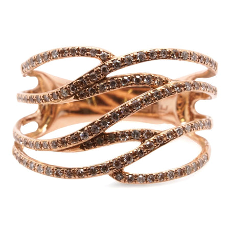 14K Gold Spaced Out Diamond Bangle Rose Gold