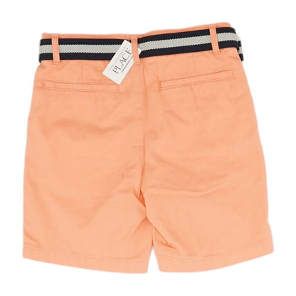 Peach Solid Chino Shorts