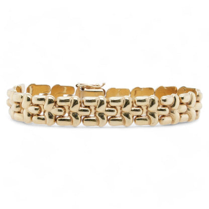 14K Gold Stylized Puff Link Bracelet