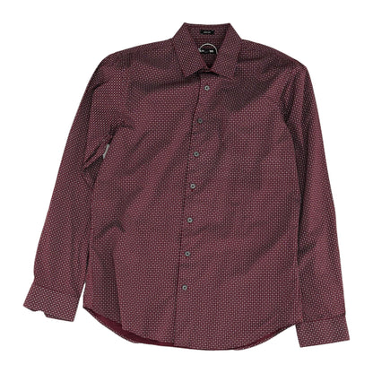 Maroon Polka Dot Long Sleeve Button Down