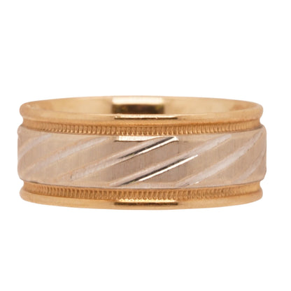 10K Two Tone Gold Grooved Band