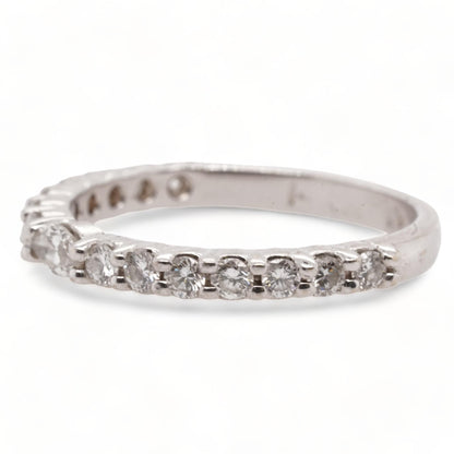 14K White Gold Band With Prong Set Diamonds, Center East West Marquise Diamond