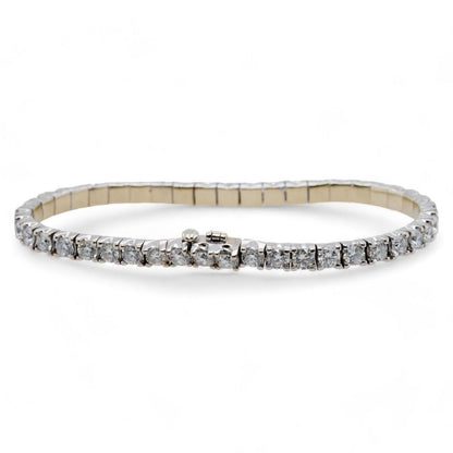 14K White Gold Round Diamond Tennis Bracelet