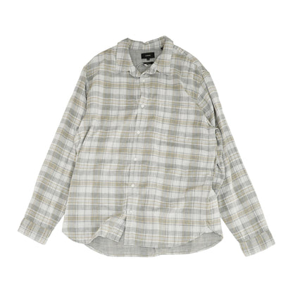 Gray Plaid Long Sleeve Button Down