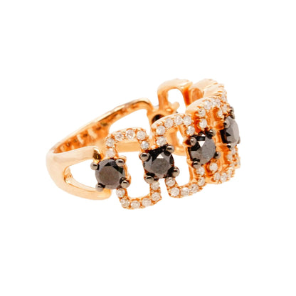 10K Rose Gold Black And White Diamond Band