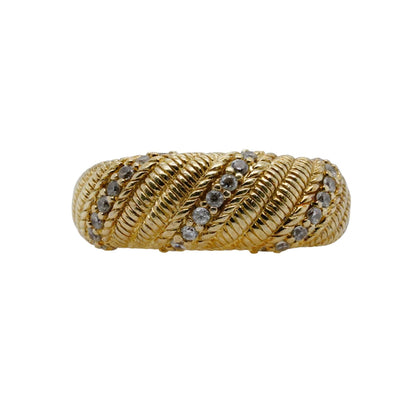 Sterling Silver Gold Tone Cubic Zirconia Braided Band