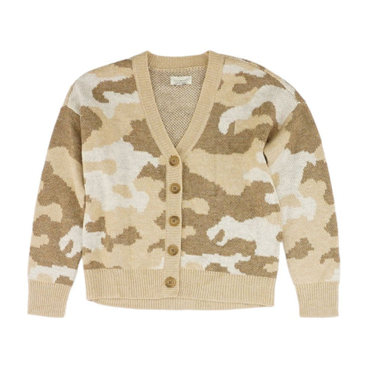 Brown Camo Cardigan Sweater