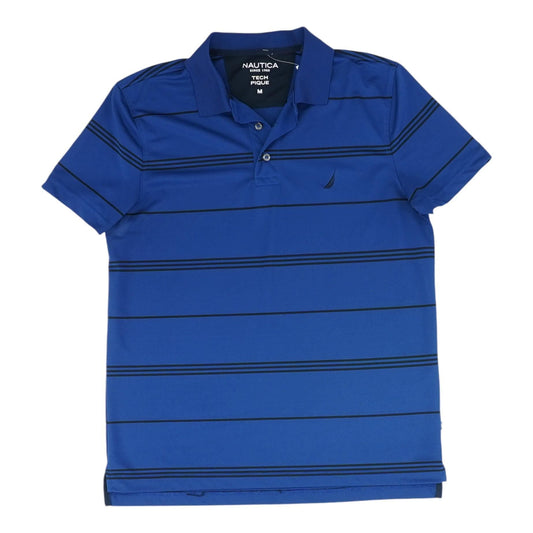 Navy Striped Short Sleeve Polo