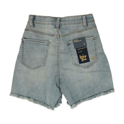 Blue Solid Denim Shorts