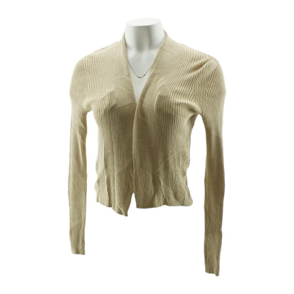 Beige Solid Cardigan Sweater