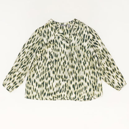 Green Animal Print Long Sleeve Blouse