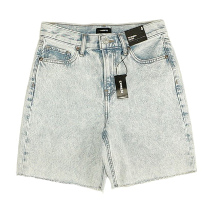 Blue Solid Denim Shorts