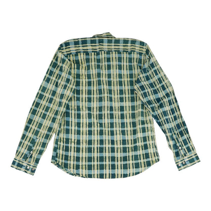 Green Solid Long Sleeve Button Down