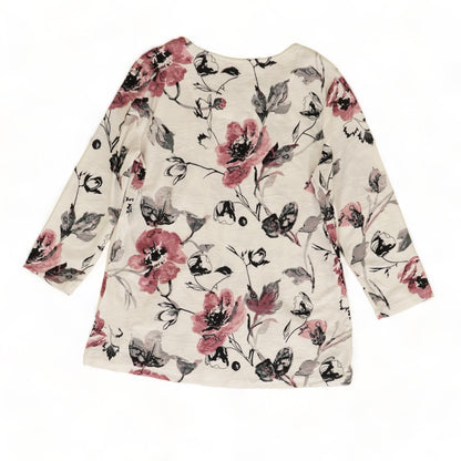 White Floral 3/4 Sleeve Blouse