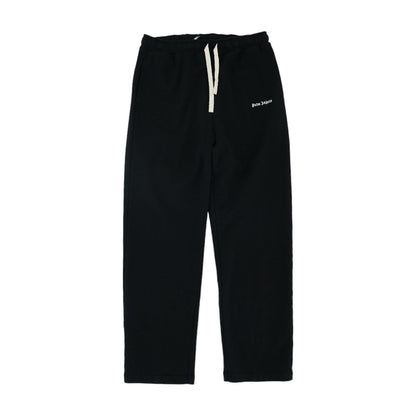 Black Logo Detailed Drawstring Pants