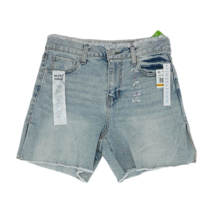 Blue Solid Denim Shorts