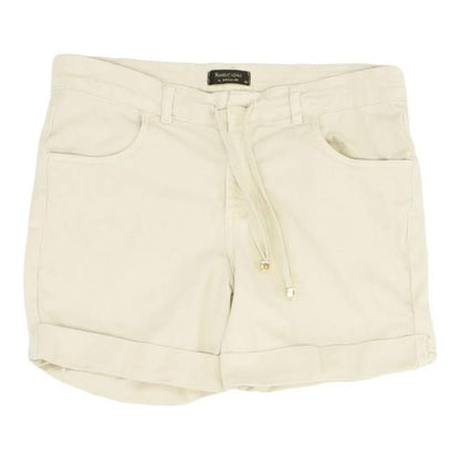 White Solid Denim Shorts