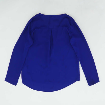 Blue Solid Long Sleeve Blouse