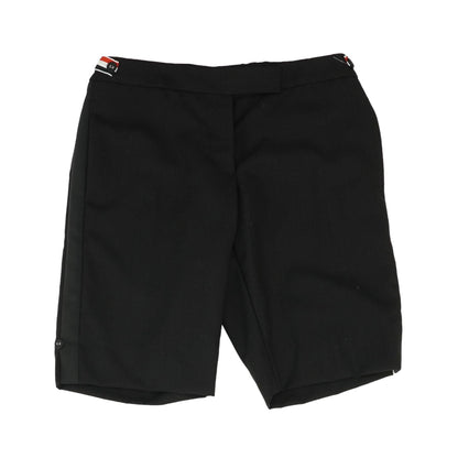 2-Ply Wool Fresco Grosgrain Tipping Skinny Shorts in Black