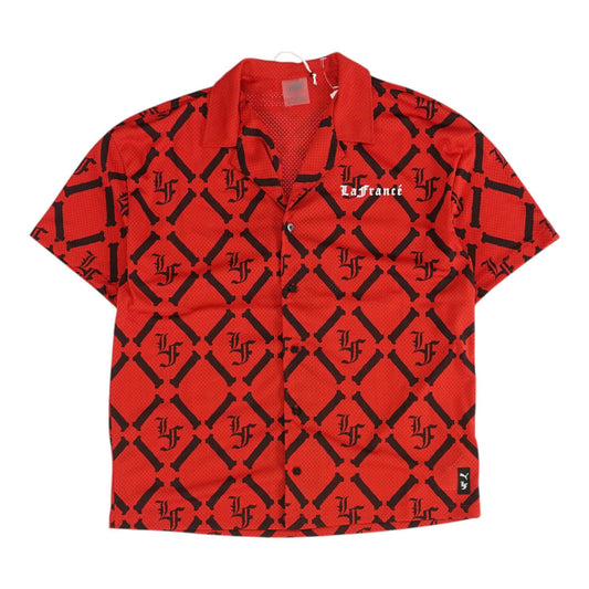 Red Graphic Short Sleeve Button Down