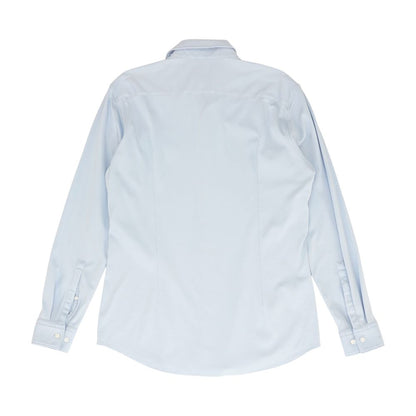 Blue Solid Long Sleeve Button Down