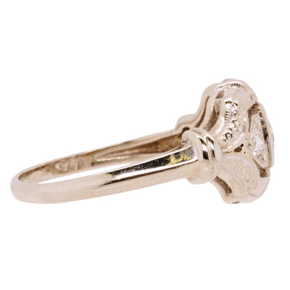 14K White Gold Three Stone Diamond Cocktail Ring