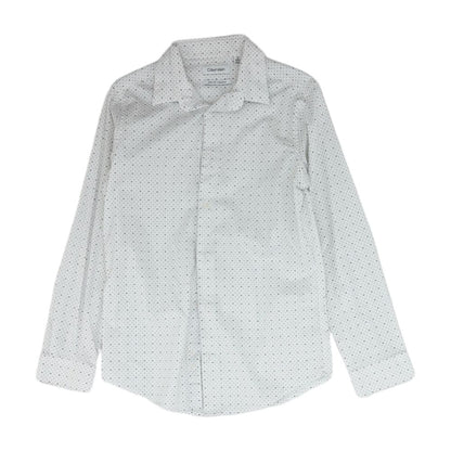 White Graphic Long Sleeve Button Down