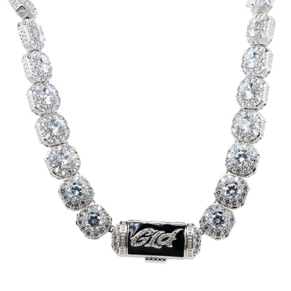 White Gold Plated Clustered Cubic Zirconia Tennis Necklace