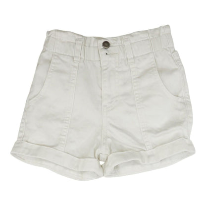 White Solid Denim Shorts