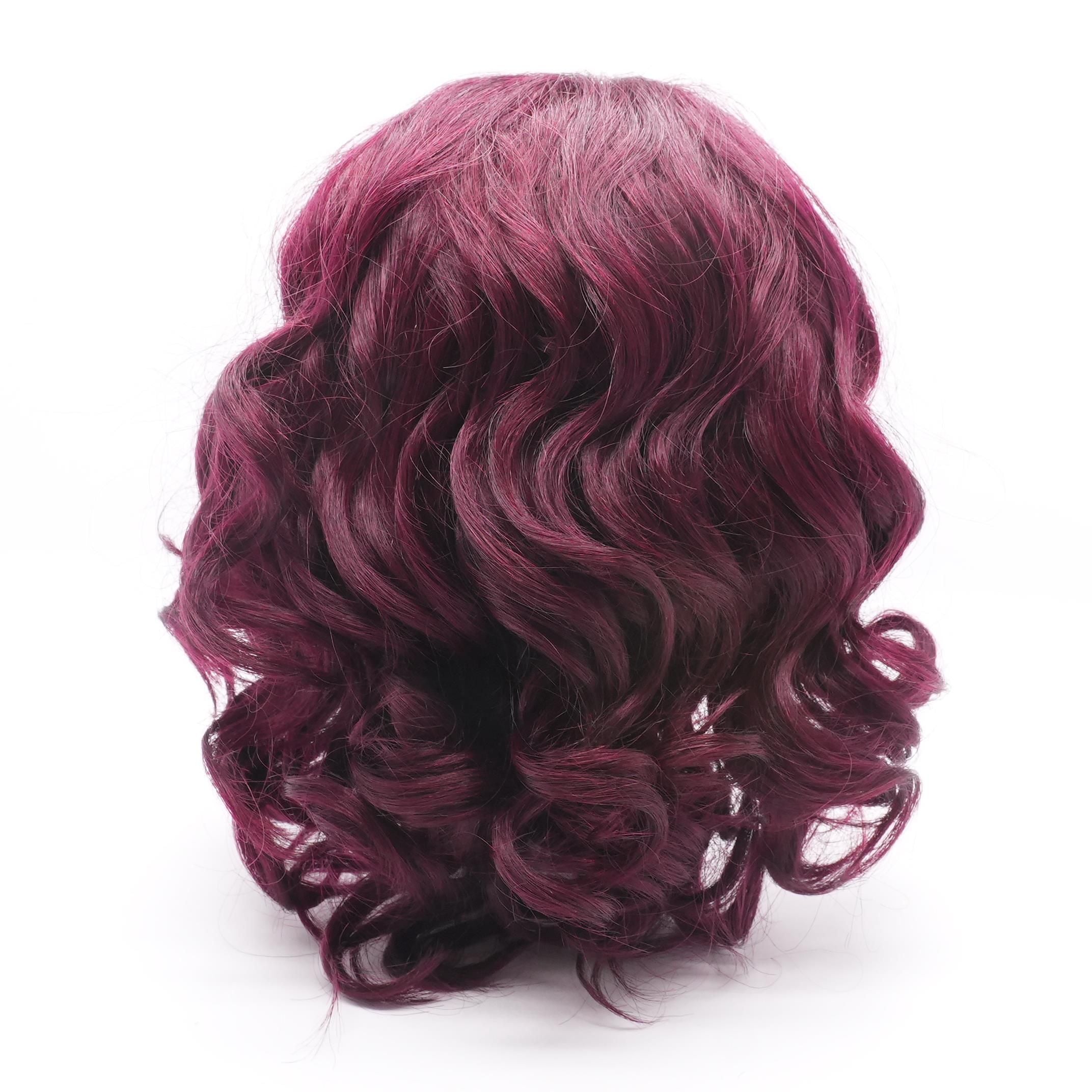 DARK PLUM LOOSE WAVE HD LACE popular GLUELESS MID PART SHORT WIG