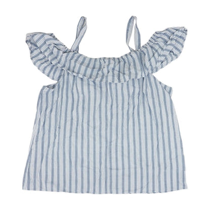 Blue Striped Short Sleeve Blouse