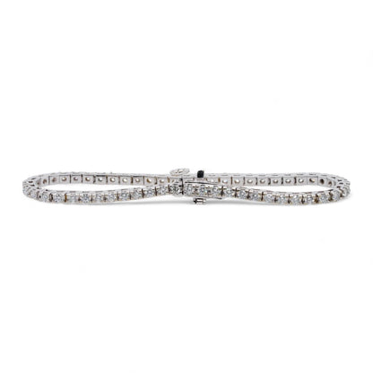 14K White Gold Round Diamond Line Bracelet