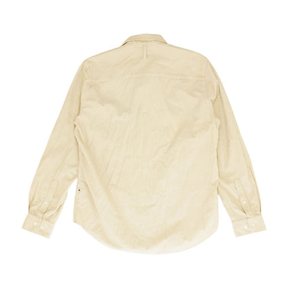 Beige Solid Long Sleeve Button Down