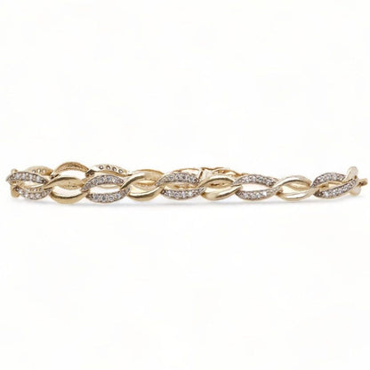 14K Gold Marquise Shaped Link CZ Accent Bracelet