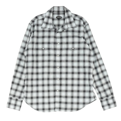 Blue Plaid Degrade Long Sleeve Button Down