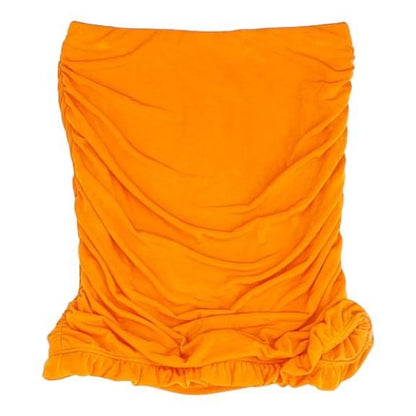 Orange Solid Mini Skirt