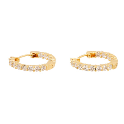 14K Gold Inside Out Diamond Huggie Hoop Earrings