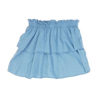 Blue Solid Mini Skirt