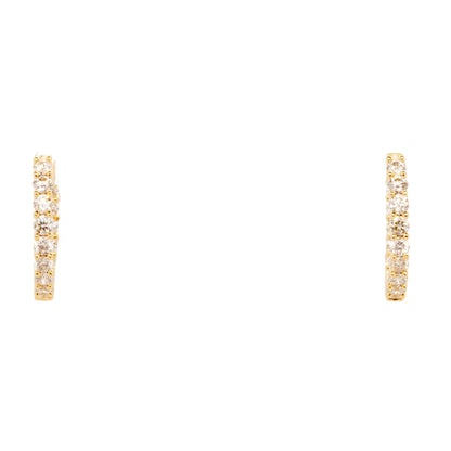 14K Gold Inside Out Diamond Huggie Hoop Earrings