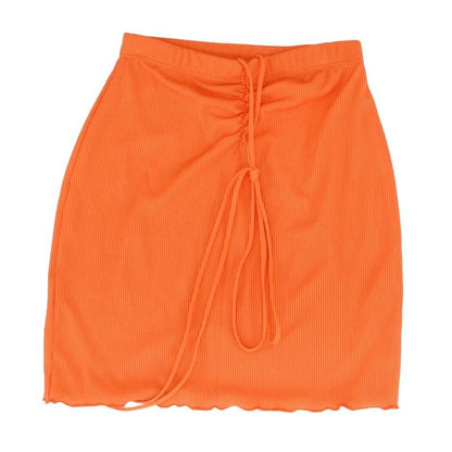 Neon Orange Solid Mini Skirt