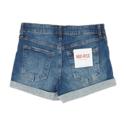 Blue Solid Denim Shorts