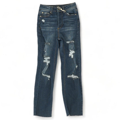 Blue Solid High Rise Skinny Leg Jeans