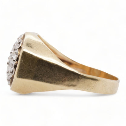 10K Gold Diamond Cluster Signet Ring