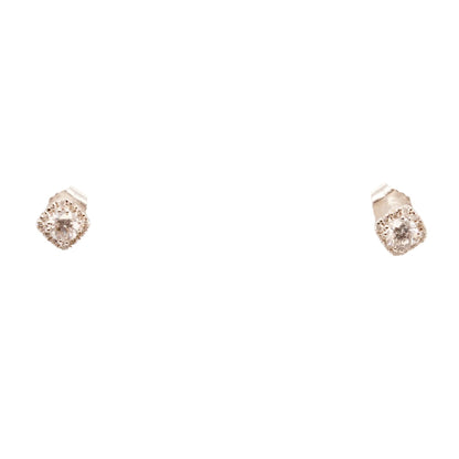 14K White Gold Round Diamond With Halos Stud Earrings