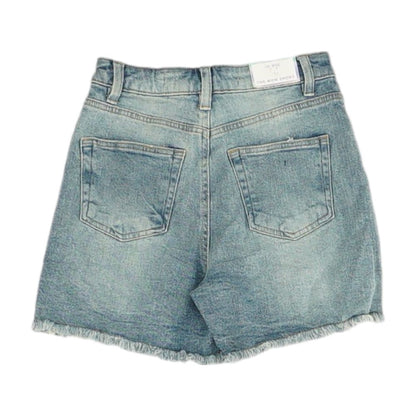 Blue Solid Denim Shorts