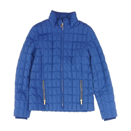 Blue Solid Puffer Jacket