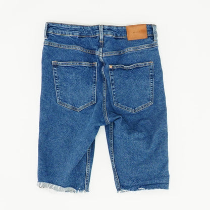 Blue Solid Denim Shorts