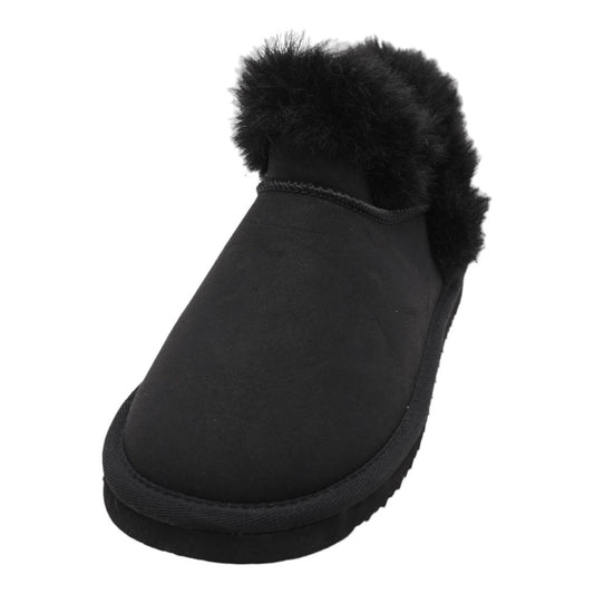 Black Faux Fur Slip On Boots