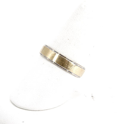 14K Two Tone Brushed Gold Band With Faceted Edge