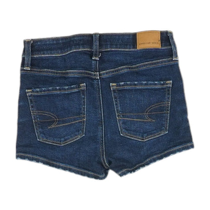 Blue Solid Denim Shorts